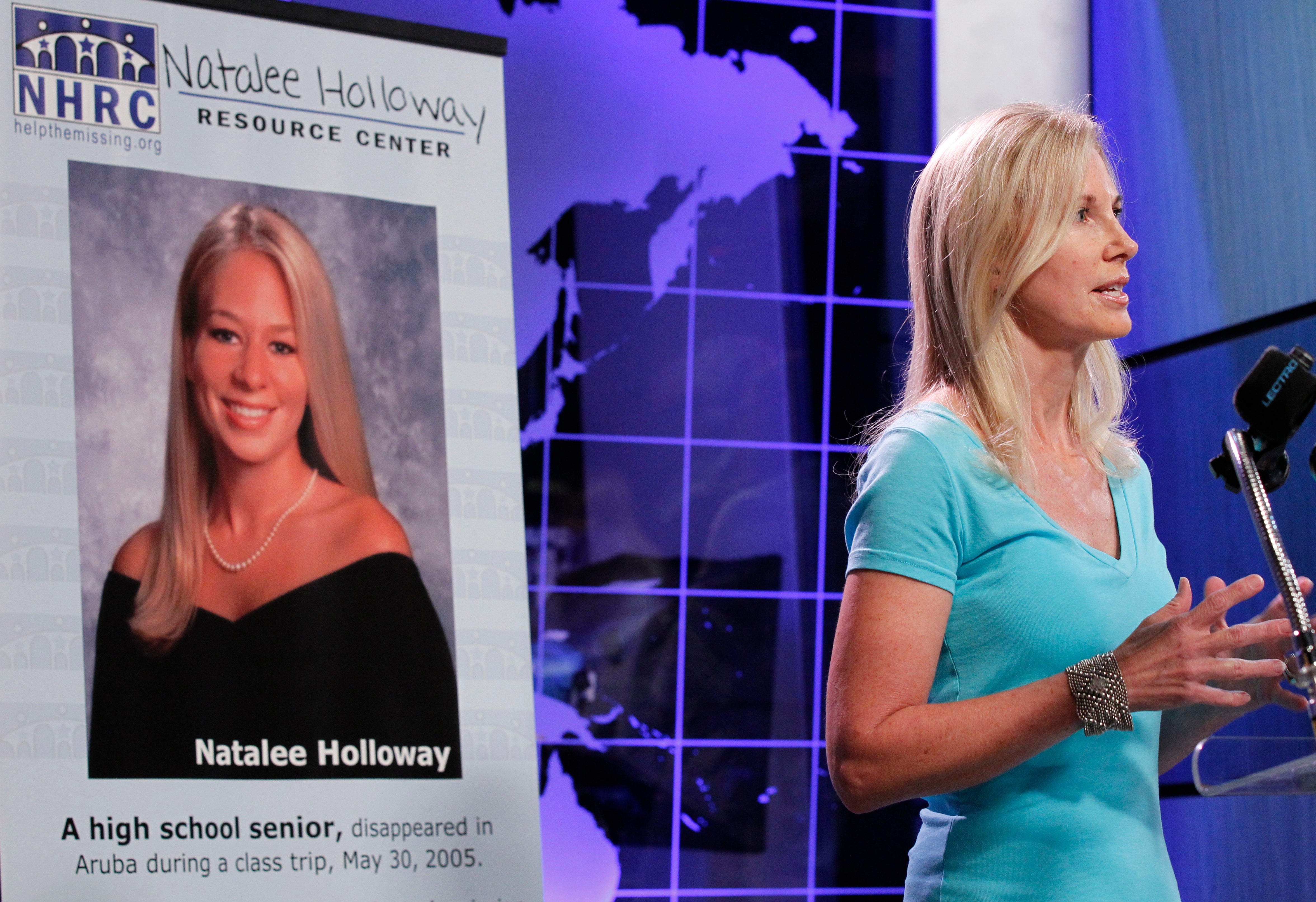Beth Holloway, mother of Natalee Holloway, speaks during the opening of the Natalee Holloway Resource Center. She has been searching for answers for 18 years