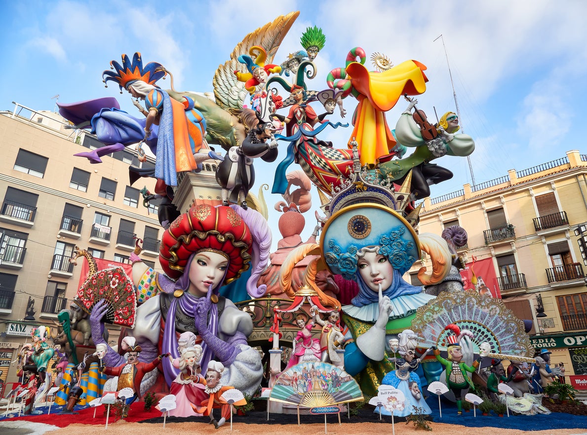 During Fallas, a festival which takes place annually in March, up to 800 monuments line the streets