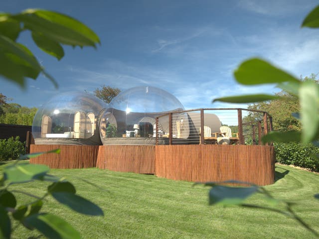 <p>The new accommodation comprises two adjoining transparent domes </p>