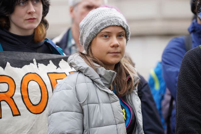 Greta Thunberg was part of a protest in central London (Lucy North/AP)