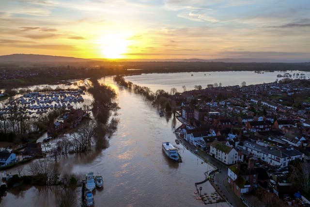 Storm Dennis brought severe flooding to many parts of southern England in February 2020, including Upton upon Severn in Worcestershire (Steve Parsons/PA)