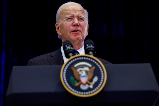 <p>U.S. President Joe Biden delivers remarks as he visits Israel amid the ongoing conflict between Israel and Hamas, in Tel Aviv, Israel, October 18, 2023. REUTERS/Evelyn Hockstein</p>