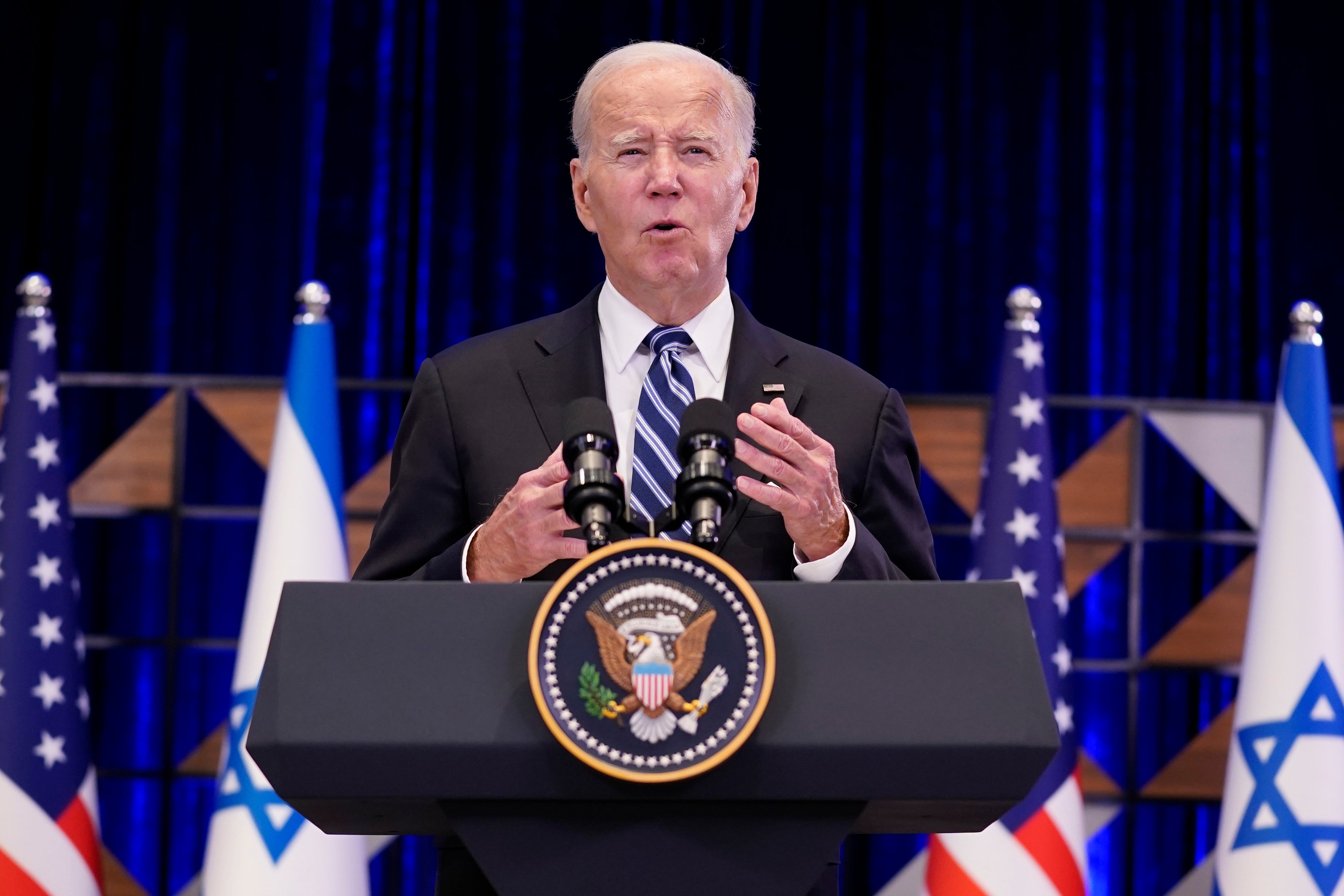 President Biden gives a speech in Tel Aviv