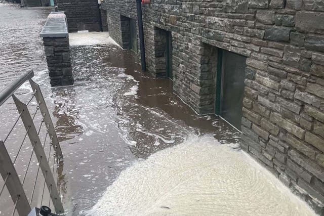 Handout photo dated 17/10/23 courtesy of Euan Whelton, of flooding in Glandore, Ireland as Storm Babet hit the island (Euan Whelton/PA)