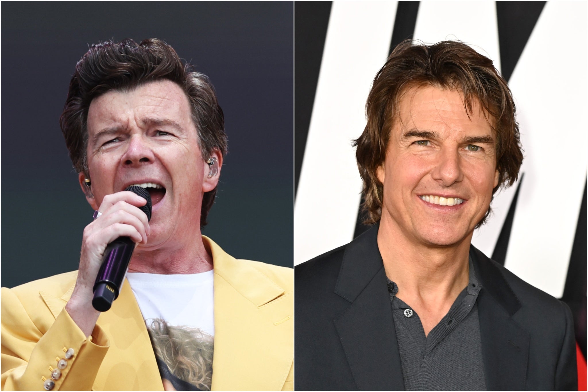 Rick Astley (left) and Tom Cruise