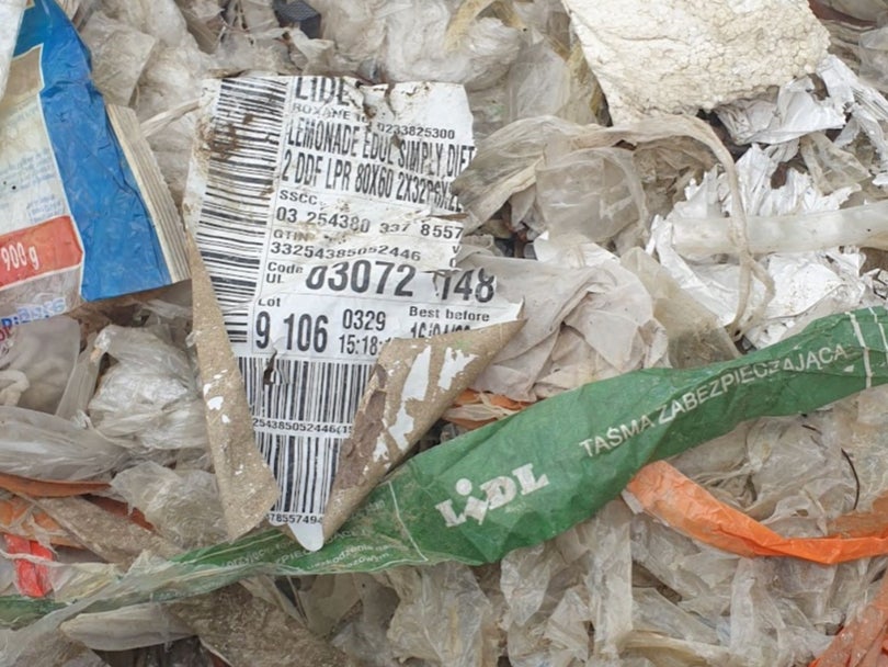 Plastic packaging from Lidl (pictured) was the most prevalent of the foreign waste collected from a sea of trash in a township of Yangon