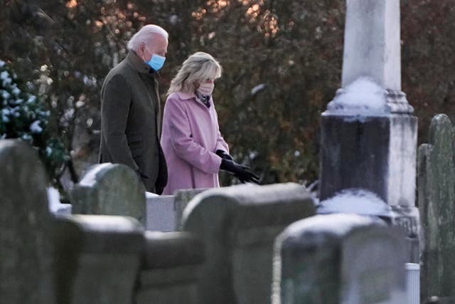 <p>President-elect Joe Biden arrives for a church service with Dr. Jill Biden at St. Joseph on the Brandywine on December 18, 2020. oday is the anniversary of the death of his first wife Neilia and daughter Naomi who were killed in a traffic accident</p>