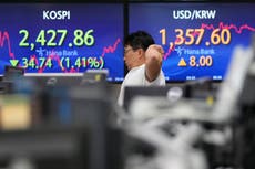 Stock market today: Asian shares follow Wall Street lower, and Japan reports September exports rose