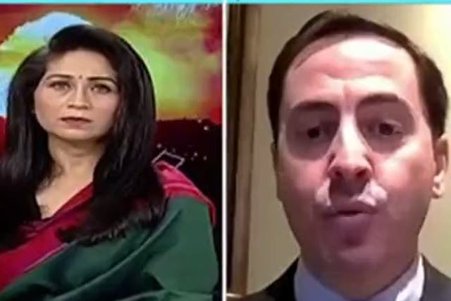 <p>An Indian TV anchor was accused by an Israeli guest on her show of donning green, red and black clothes to show support for Palestine. Screengrab</p>