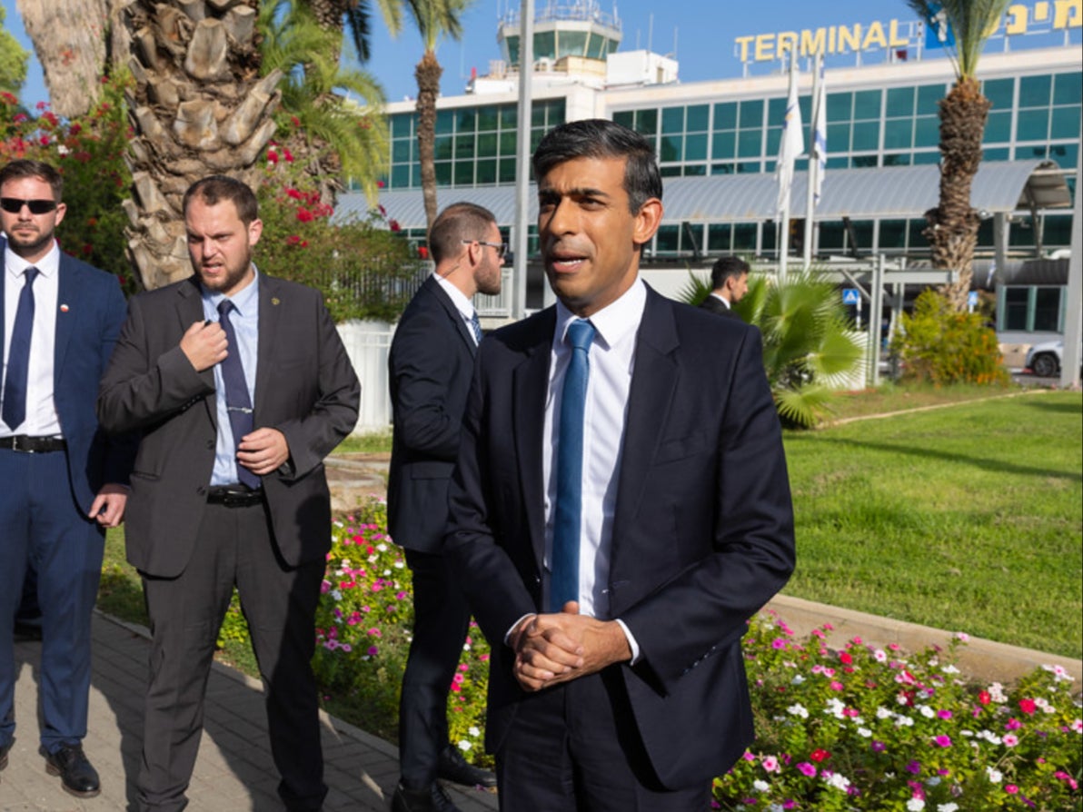 Rishi Sunak arrives in Tel Aviv for talks with other leaders