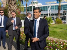 Rishi Sunak arrives in Israel for talks with Benjamin Netanyahu