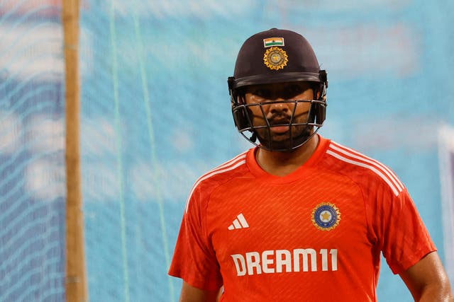<p>India's Rohit Sharma during practice</p>