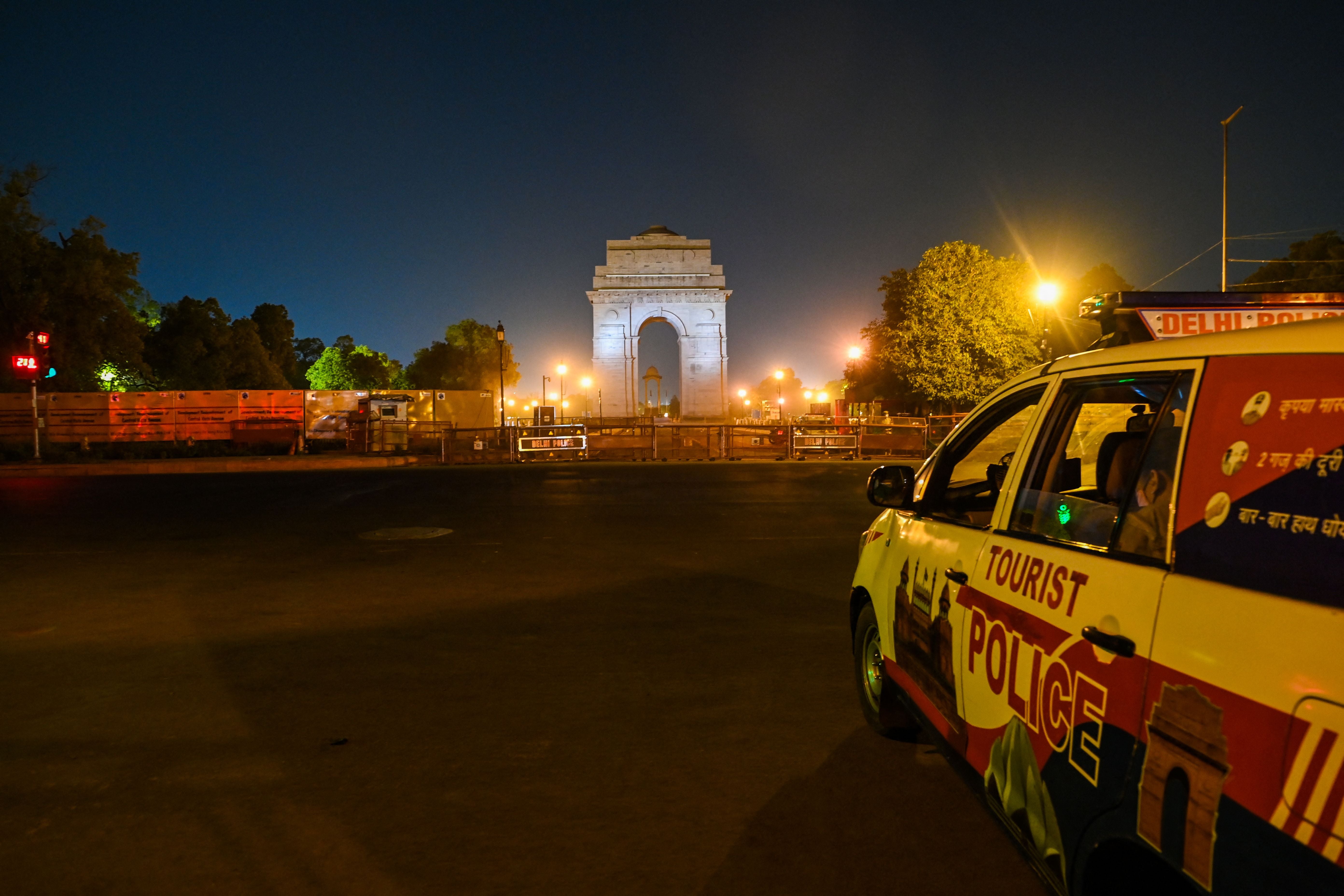 File Police keep vigil at an empty street in New Delhi in 2021 as the Indian capital