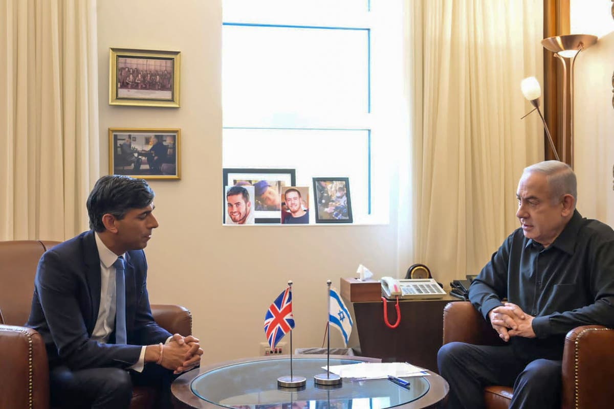 Watch live as Sunak meets Netanyahu in Jerusalem after saying he is ‘grieving’ with Israel Watch live as Sunak meets Netanyahu in Jerusalem after saying he is ‘grieving’ with Israel