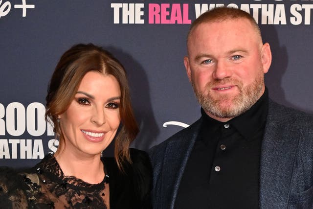 <p>Happy couple: Coleen and Wayne Rooney attend the premiere of the Disney+ docuseries ‘The Real Wagatha Story’ </p>