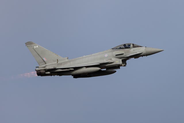<p>A British typhoon fighter jet. File photo.</p>