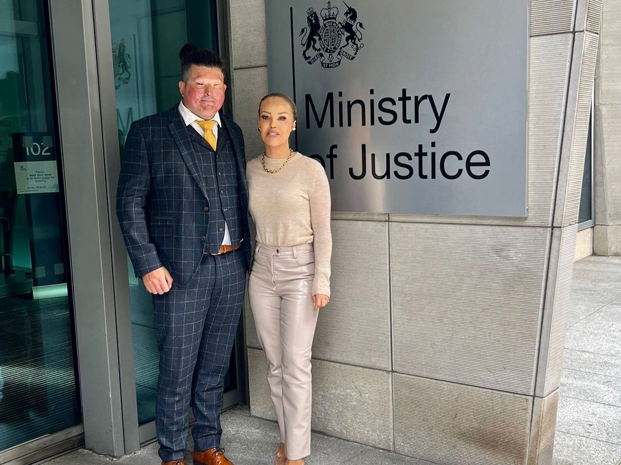 With Katie Piper on a visit to the Ministry of Justice to campaign for acid attack survivors