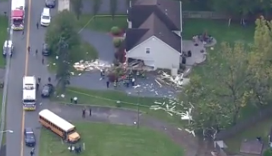 A school bus in New Jersey crashed into a house