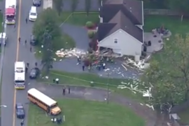 <p>A school bus in New Jersey crashed into a house</p>