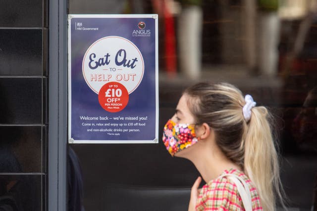 The former chancellor devised an Eat Out To Help Out initiative in a bid to kick-start the restaurant industry after lockdown (Dominic Lipinski/PA)