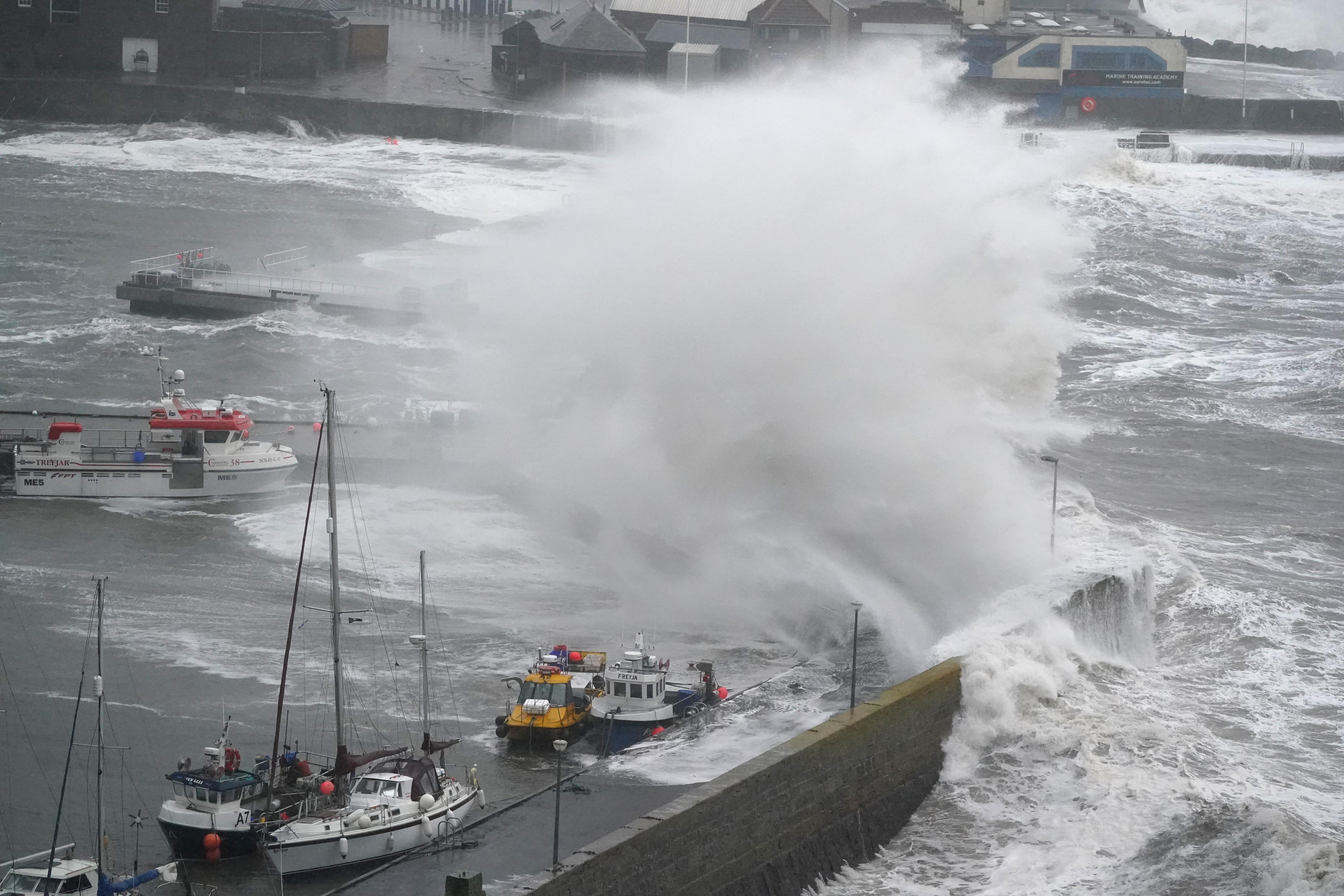 <p>Waves at Stonehaven Harbour </p>