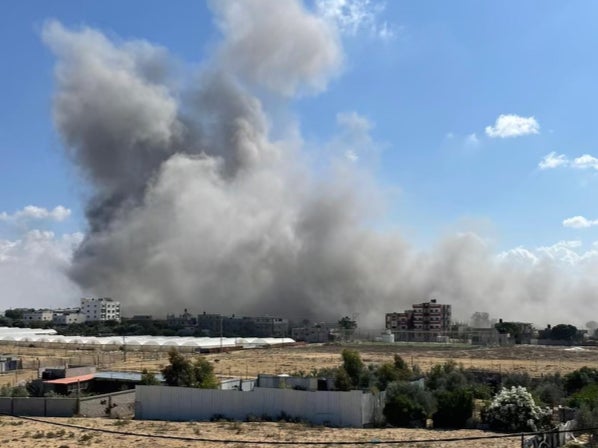 An explosion hits the Rafah border area of Gaza on 19 October, 2023