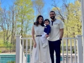 Massachusetts father Abood Okal, his wife Wafaa Abuzayda, and their one-year-old son Yousef are waiting near the Egypt border with Gaza for safe passage