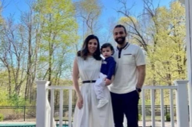 <p>Massachusetts father Abood Okal, his wife Wafaa Abuzayda, and their one-year-old son Yousef were visiting family in Gaza when the war began</p>
