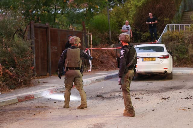 <p> A Hezbollah rocket narrowly missed homes in the northern Israeli city of Kiryat Shmona yesterday   </p>