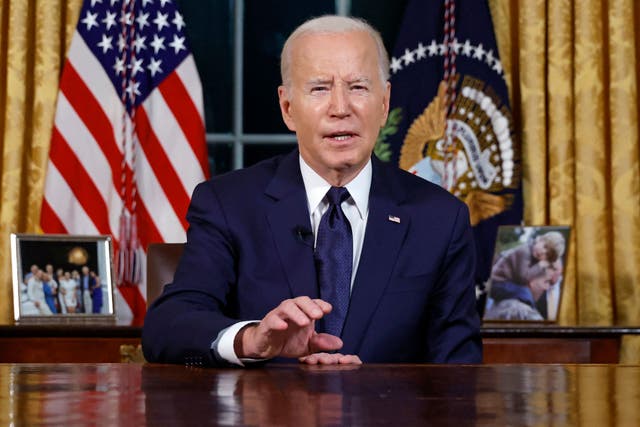 <p>President Biden during TV speech about Israel and Ukraine </p>