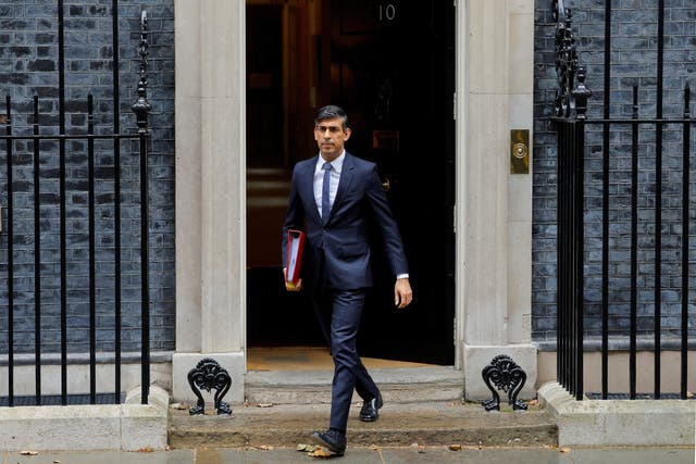 <p>Rishi Sunak leaves 10 Downing Street to attend Prime Minister’s Questions </p>