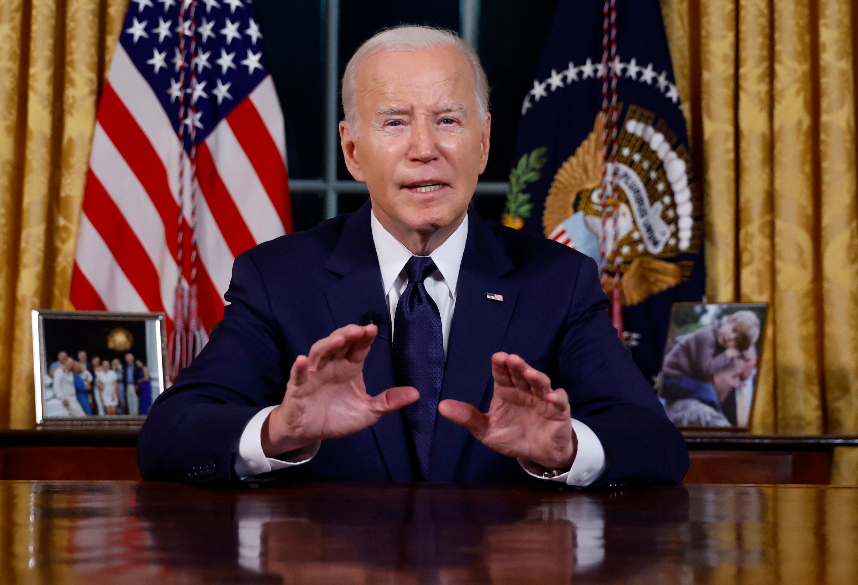 President Joe Biden speaks from the Oval Office of the White House Thursday, Oct. 19, 2023, in Washington, about the war in Israel and Ukraine.