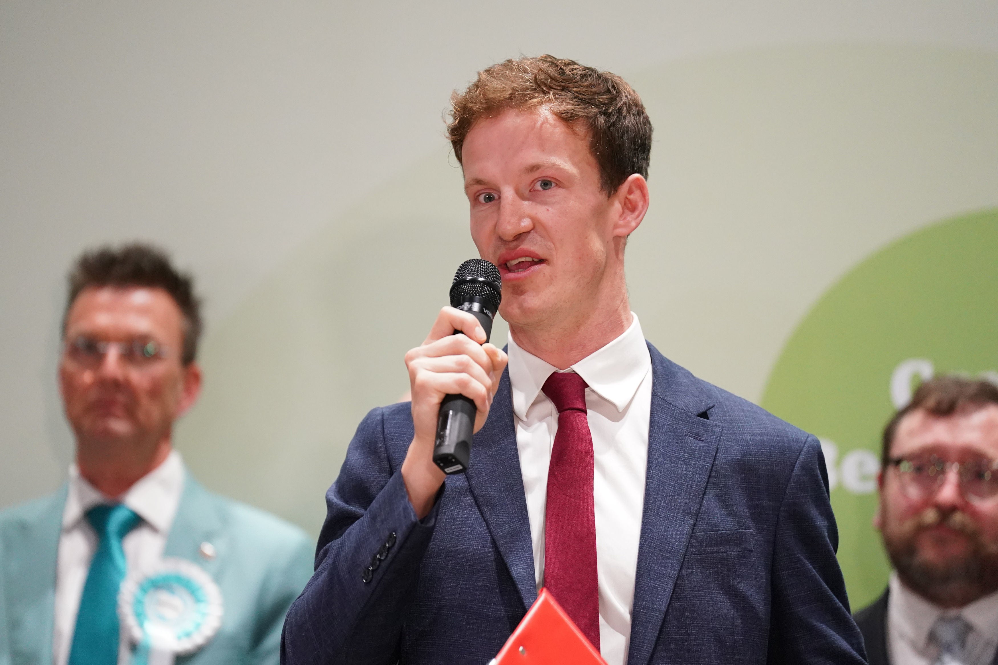 Labour candidate Alistair Strathern after being declared winner in the Mid Bedfordshire by-election at Priory House in Chicksands, Bedfordshire