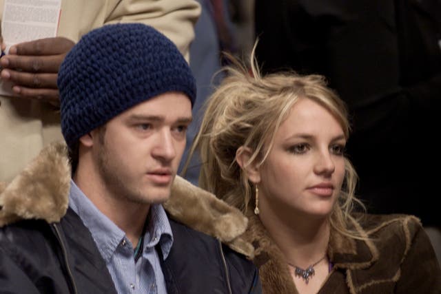 <p>Justin Timberlake and Britney Spears photographed in 2002 </p>
