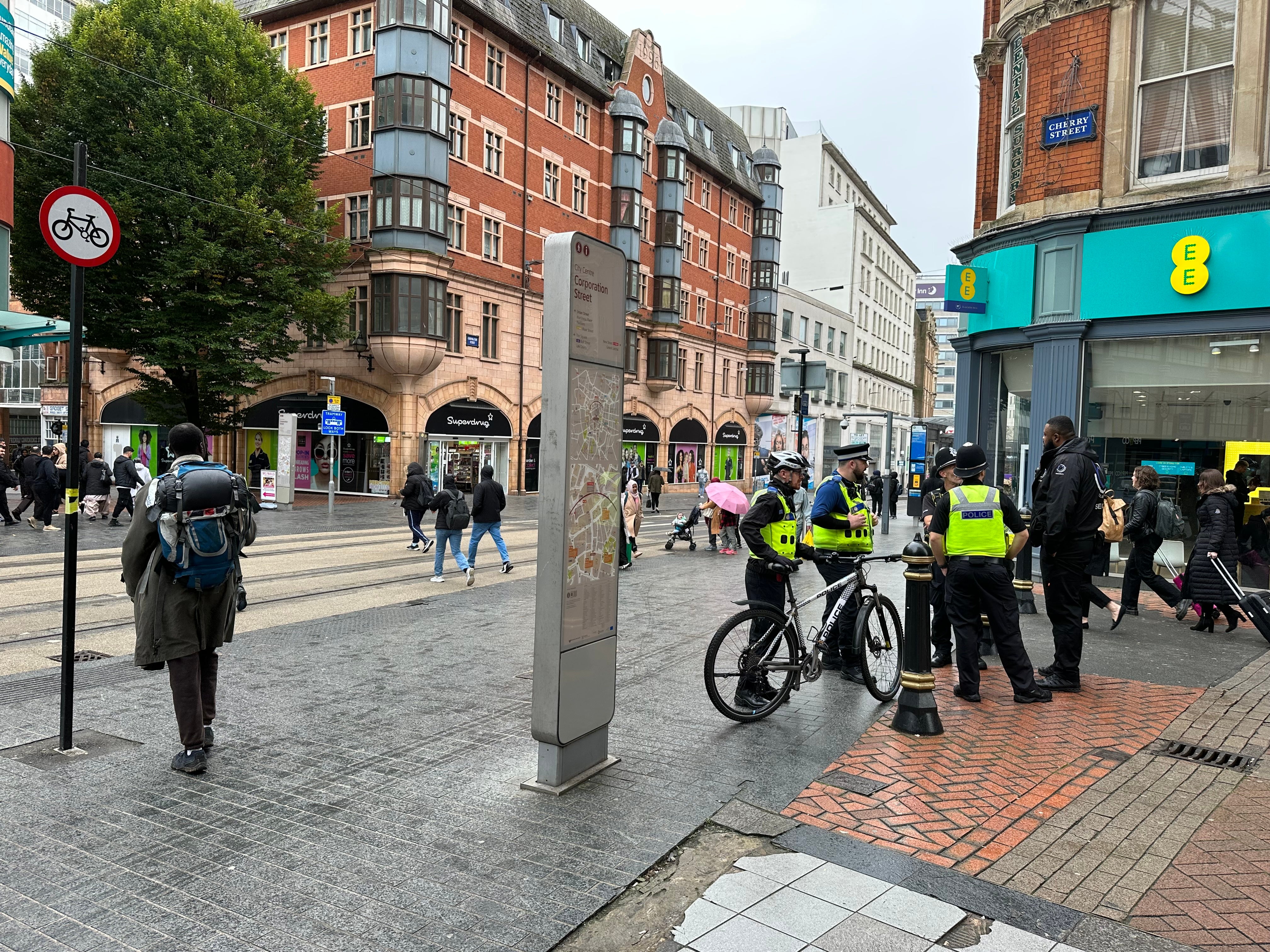 Police on patrol in Birmingham city centre as part of efforts to tackle retail crime