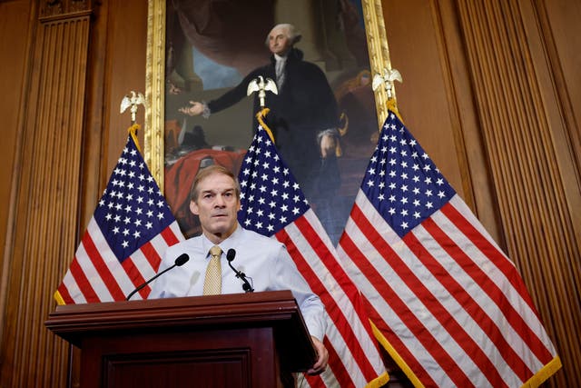 <p>Ohio congressman Jim Jordan speaks at the US Capitol </p>
