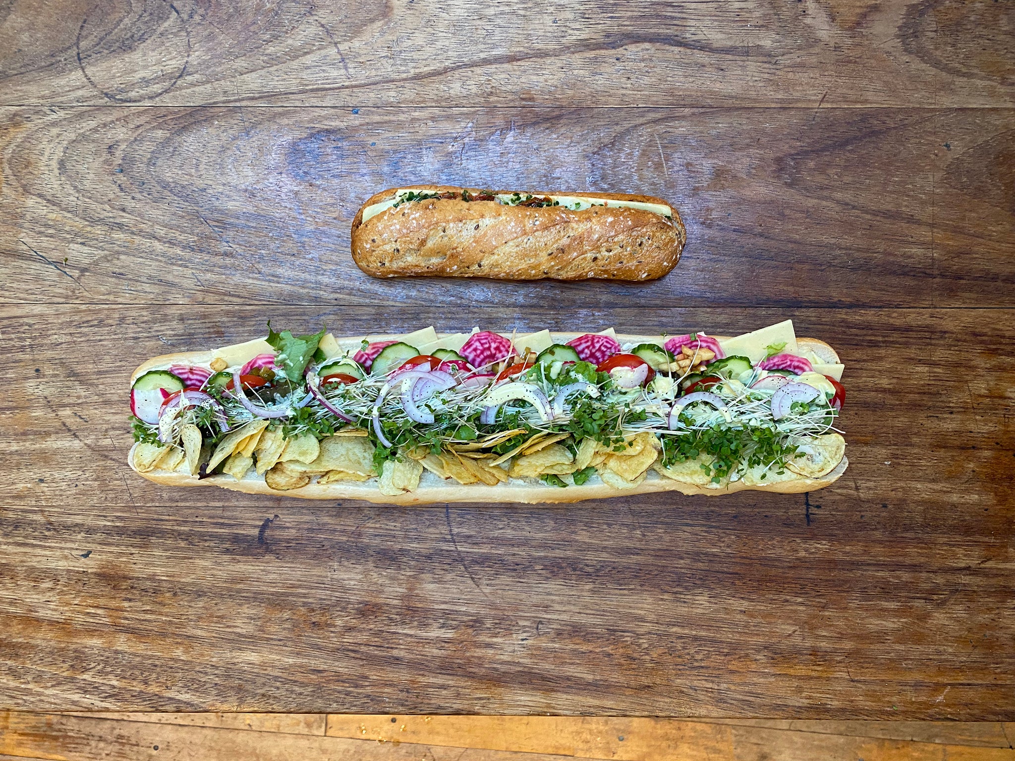 <p>Size matters: Pret’s ‘posh’ cheddar and pickle hasn’t got anything on this behemoth </p>