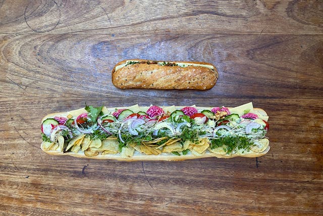 <p>Size matters: Pret’s ‘posh’ cheddar and pickle hasn’t got anything on this behemoth </p>