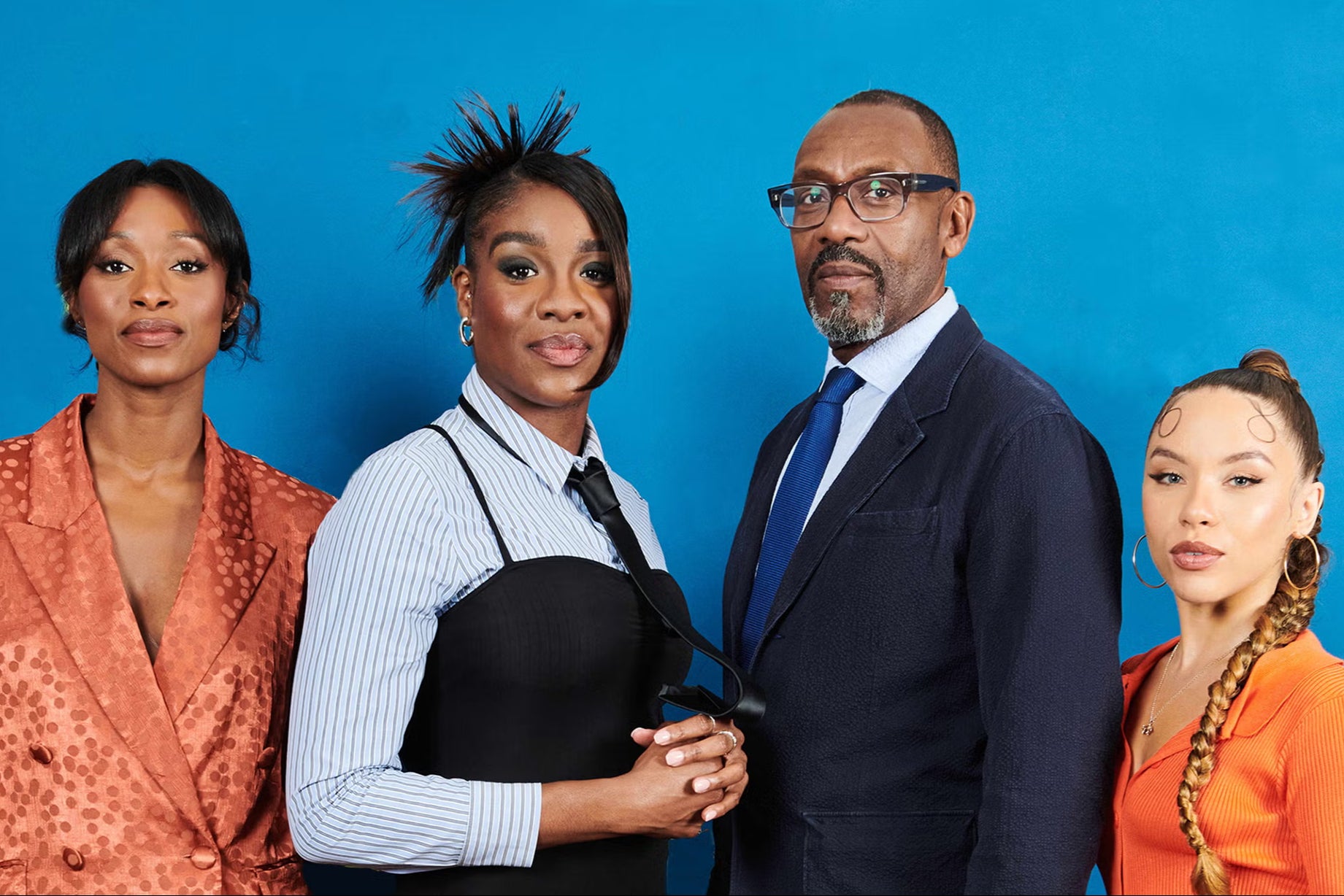 Lenny Henry with his leading actors Rochelle Neil, Yazmin Belo and Saffron Coomber – ‘The sisterhood who protects each other when no one else will’