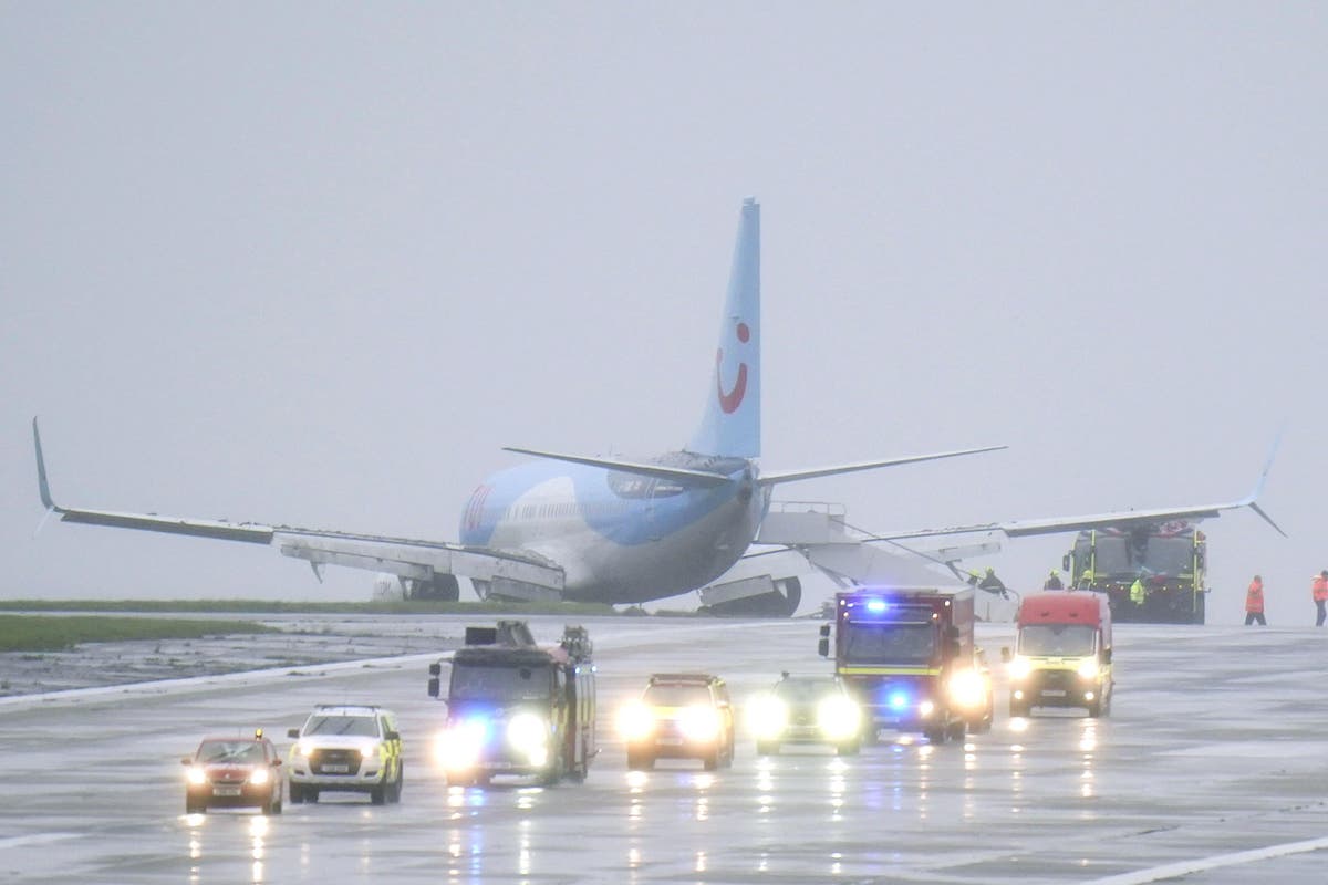 Third person dies and plane skids off runway as Storm Babet batters UK