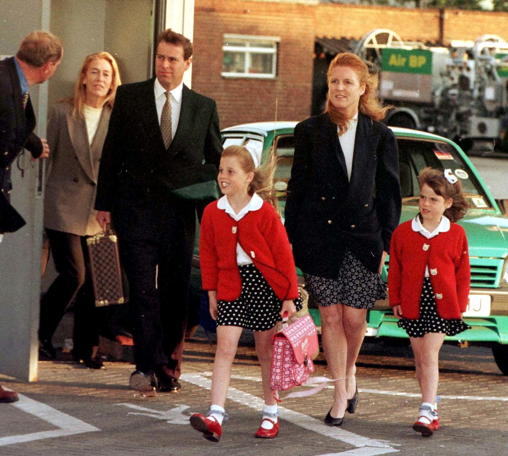 Eugenie (right) with her sister, grandmother and parents in 1997, a year after the couple’s divorce