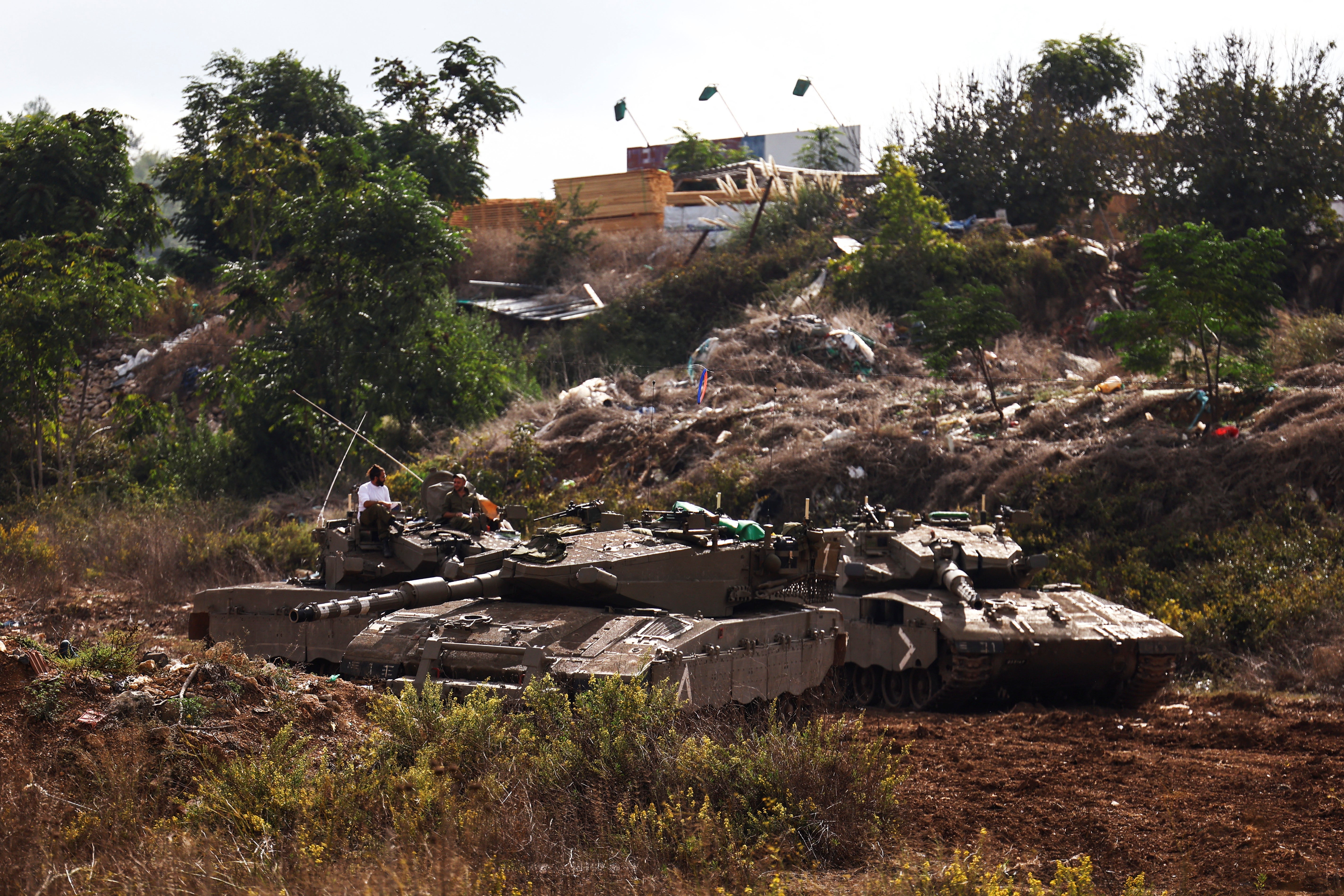 Israeli tanks near the Lebanon border in the north of the country