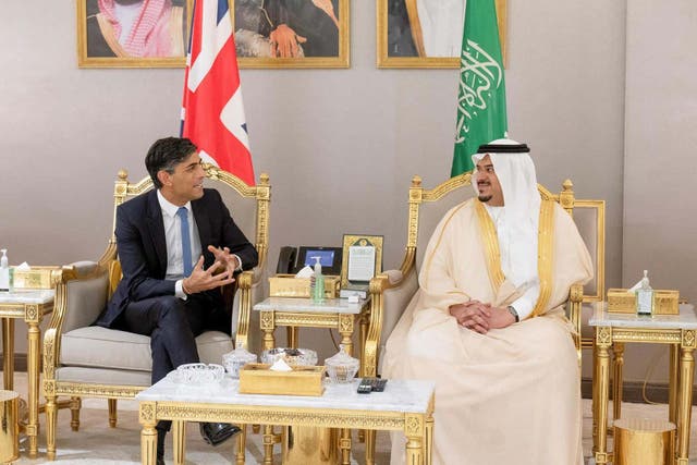 Prime Minister Rishi Sunak during a visit to Saudi Arabia (Saudi Press Agency )