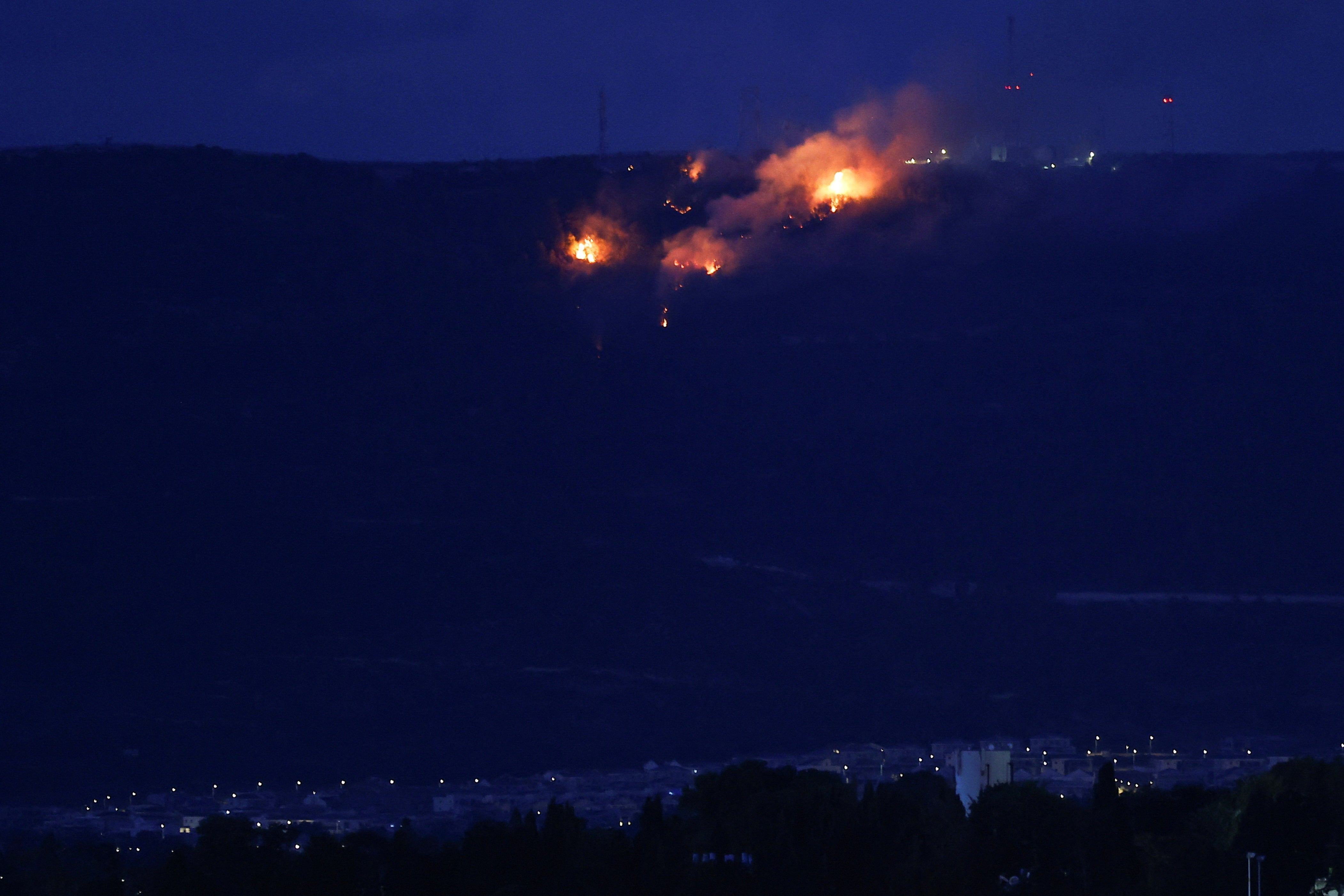 Explosions in Lebanon as seen from Israel's border