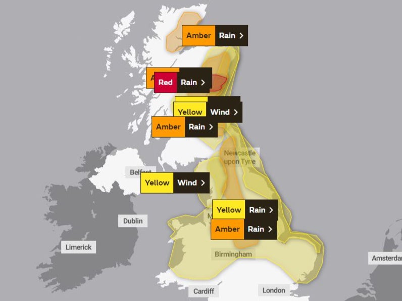 <p>Weather warnings for Saturday</p>