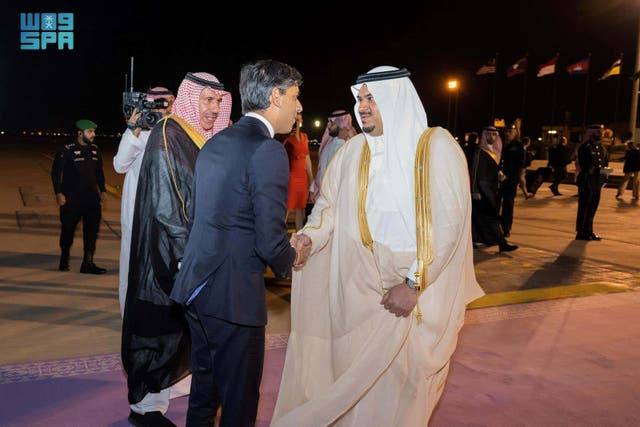 Prime Minister Rishi Sunak met officials in Saudi Arabia (Saudi Press Agency/PA)