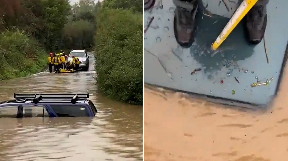 Four people trapped on car roof amid Storm Babet floods rescued by Nottingham fire service
