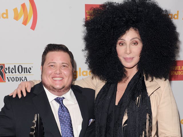 <p>Cher with her son Chaz  </p>