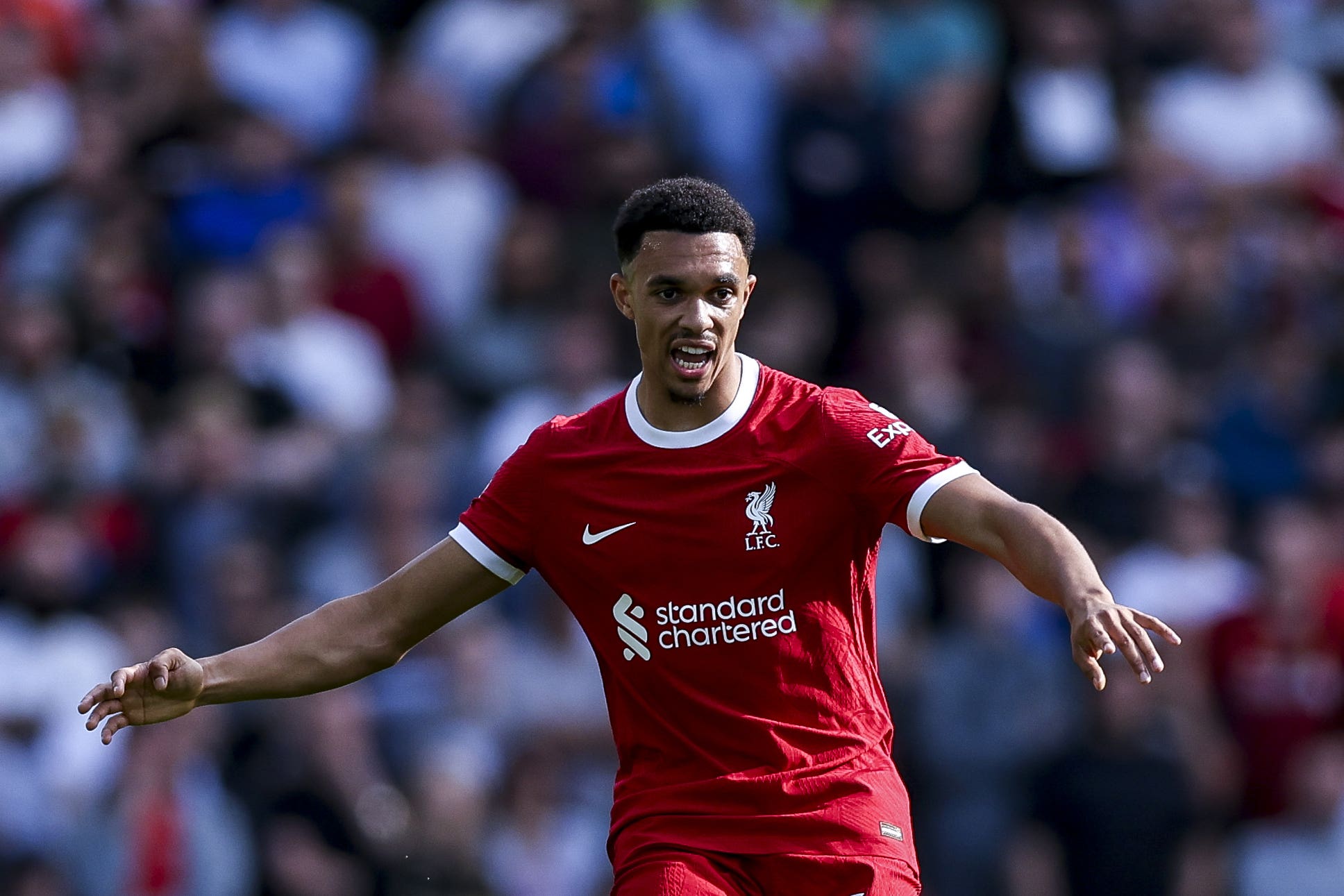 Liverpool’s Trent Alexander-Arnold will be tested by Manchester City’s Jeremy Doku