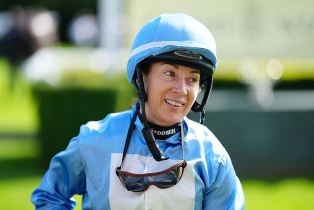 Jockey Hayley Turner’s car was stranded near Redcar on Friday in a flood caused by Storm Babet (PA)